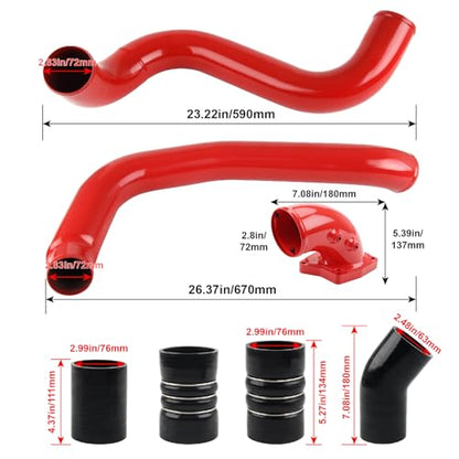 DOCAS Turbo Intercooler Pipe Kit and Intake Elbow, Red - color: Pipes & Elbow - Red
