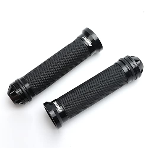 NIBBI Motorcycle Hand Grips, Racing CNC Aluminum & Soft Rubber Handlebar,7/8" Handle Grips for ATV GY6 Scooter - color: Black
