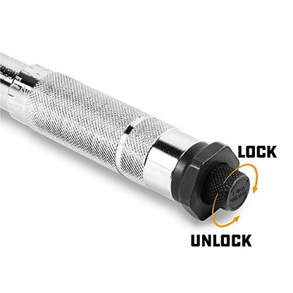 Powerbuilt 3/8-Inch Micrometer Torque Wrench, 5-80 Foot/Pounds and 0.7-11.2 Meter/Kilograms, Reversible Ratchet Clicks, Lockable - 644998 - size: 3/8 in.