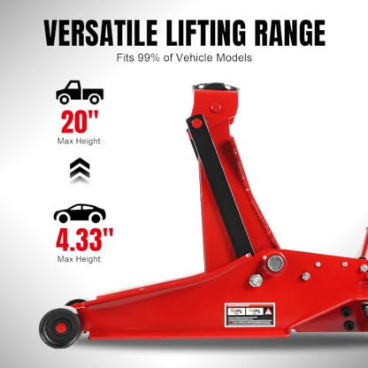 Big RED 4 Ton Low Profile Hydraulic Service Floor Jack, Dual Piston Fast Lift Pump, 8000 lb Heavy Duty Capacity - size: Dual Pump