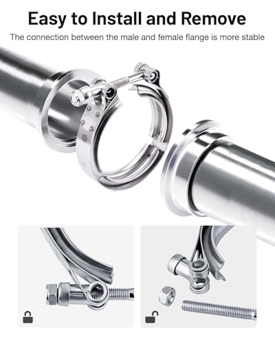 EVIL ENERGY 2.75 Inch V Band Clamp with Flange Male Female Stainless Steel - size: 2.75"