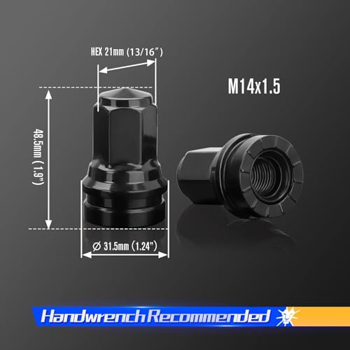 Dynofit M14x1.5 OEM Lug Nuts fit 2017-2026 F250 F350,Mag Seat Factory Wheel - color: Black, size: M14x1.5,1.9",Ford