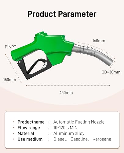 Automatic Fuel Nozzle 1 inch NPT Diesel Gas Pump Handle - color: 1pack Green, size: 1'' NPT without Swivel