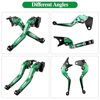 Brake Clutch Lever Set for Ninja 650 EX650, Adjustable (Green) - color: Green