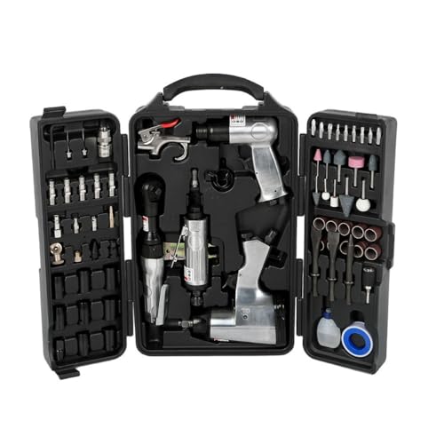 71 Pieces Air Tool Kit, Heavy Duty Twin Hammer with Impact Wrench, Air Ratchet, Die Grinder, Aire Hammer, Hose Fittings, Storage Case