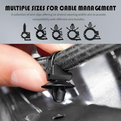 130PCS Car Wire Loom Clips,5 Sizes Wire Harness Clips Push-in Design for Storing and Protecting Cables,Automotive Cable Clip Assortment Kit Universal Fit for Cars/Trucks/SUV