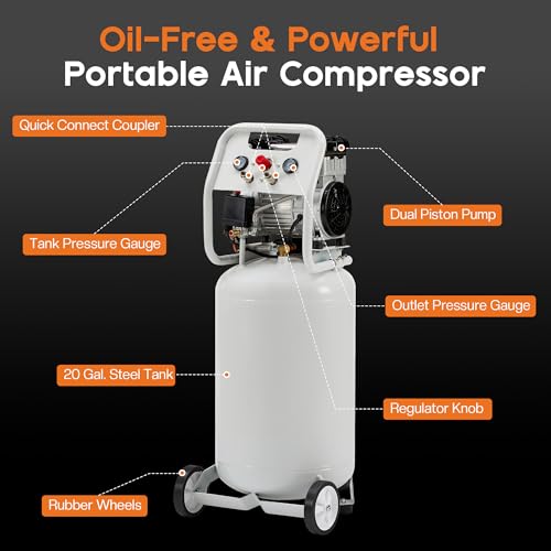 Albott 20 Gallon Electric Air Compressor, 1.8 HP Vertical Wheeled Tank - style: 20 Gal