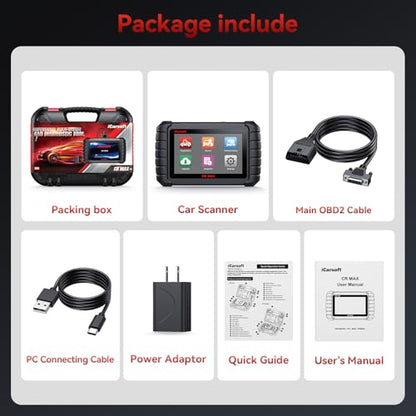 iCarsoft Bidirectional Scan Tool CR Max OBD2 Diagnostic Scanner for Most Vehicles Full System 50 Resets All Active Tests ECU Coding Battery Registration Lifetime Free Updates CAN FD Supported - size: 7'' Large