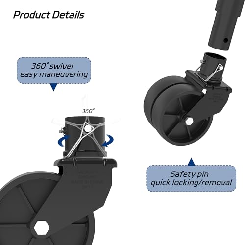 2000lbs Dual 6" Trailer Jack Swivel Caster, Wheel Replacement - color: Black