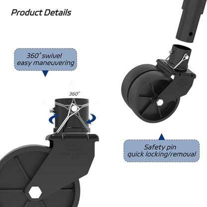 2000lbs Dual 6" Trailer Jack Swivel Caster, Wheel Replacement - color: Black