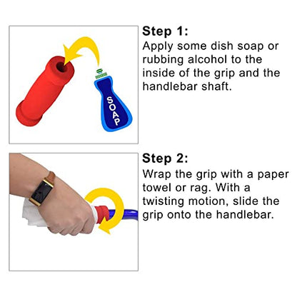 AlveyTech Handlebar Foam Grip Set - Replacement Hand Grips for Razor, Radio Flyer, Kids Kick Scooter, ATV, E-Bicycle, Electric Folding Scooters, Mountain Mini Bike Parts, fits Any 9/16" Bore Handle - color: Purple