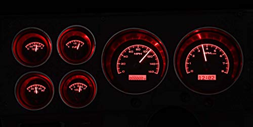 Dakota Digital 73-87 Chevy Truck VHX System, Carbon Fiber Face - Red Display