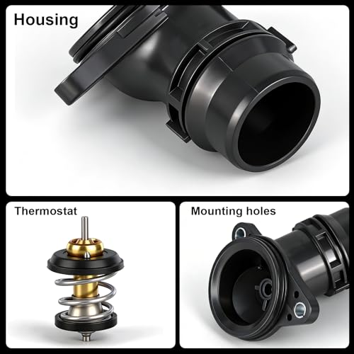 Thermostat Housing Assembly w/Seal Compatible with Volkswagen Jetta, Jetta City Passat Golf Tiguan Beetle CC Eos GTI,Audi A4 Q5 Q7 A5 A6 A3 Q3 TT Quattro,OEM#06H121121K 06H121121L 902-5866 - size: CH6001