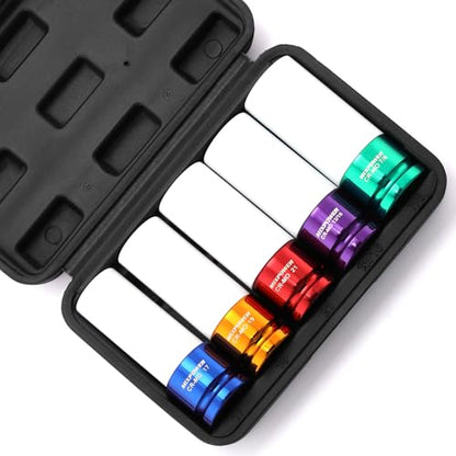 MIXPOWER 5 Pieces 1/2" Drive Wheel Protector Impact Socket Set, CR-MO, Metric/SAE, Thin Wall Deep Impact Socket Set, 6 Point, Color-Coded, 17mm, 19mm, 21mm, 13/16", 7/8" - size: 17 mm, 19 mm, 21 mm, 20.64 mm, 22.23 mm