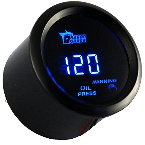 ESUPPORT Car 2" 52mm Digital Oil Press Pressure Gauge Meter Kit Blue LED - color: Oil Press Gauge