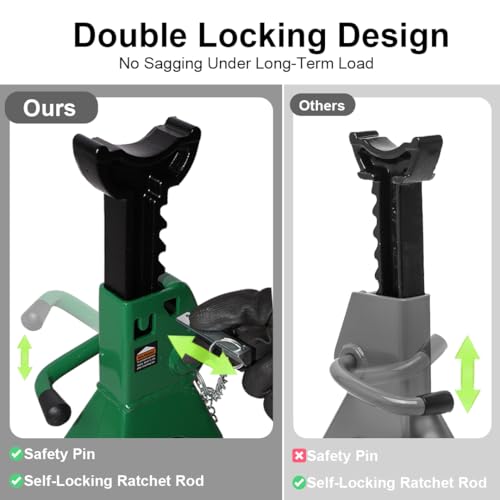 Jack Stands 3 ton, Car Jack Stands with Double Security Locking, 1 Pair