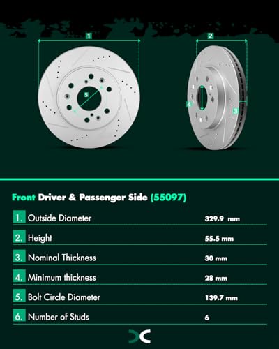 SCITOO Brake Kits Front Rear Brake Rotors Brake Pad:55097;55133;D1092;D1194 - size: 55097+D1092 & 55133+D1194 [4+8PCS]