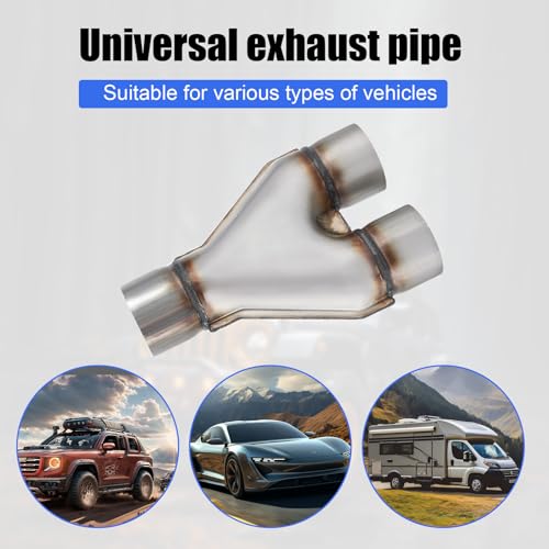 409 Stainless Steel Diesel 2.5''inlet/2.25''outlet Exhaust Y-Pipe, 2.5 Inch Single/2.25 Inch ID Dual Pipe 10" Overall Length - size: 2.5" Single-2.25" Dual