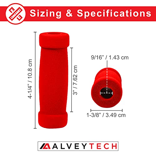 AlveyTech Handlebar Foam Grip Set - Replacement Hand Grips for Razor, Radio Flyer, Kids Kick Scooter, ATV, E-Bicycle, Electric Folding Scooters, Mountain Mini Bike Parts, fits Any 9/16" Bore Handle - color: Red