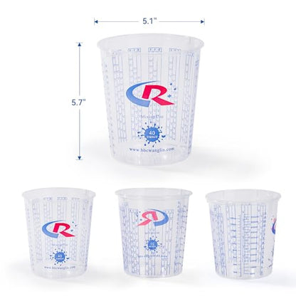Paint Mixing Cup 40 Ounce, Accurate Measurements in Ratios and OZ. and ML, 100PCS Plastic Graduated Measuring Cups with 12PCS Lids for Paint, Resin, Epoxy, Acrylic, Pigments, Art - color: 100 Cups + 12 Lids