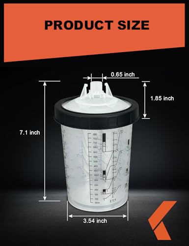 KREFINISH Disposable Paint Sprayer Mixing Cup Liners and Lid System for HVLP Spray Gun,Car Paint Gun 27 Ounce(800ml) Kit with 40 Cups Liners,40 Lids with Strainer,1 Hard Cup with Retainer Ring,20 Plugs - size: 27 Ounce Cup Kit