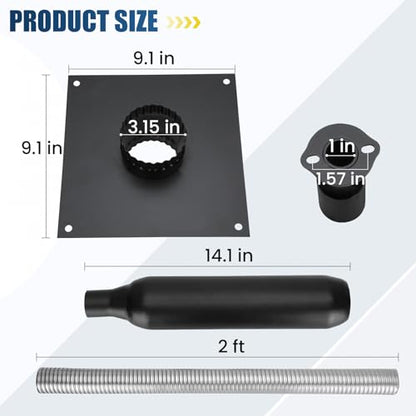 Generator Exhaust Extension Silencer Kit with Three Universal Adapters Compatible ALL Portable Generators with ALL-IN-ONE KIT,Insulated Through-Wall Mounting Plate Safely Vent Exhaust Reduce Noise 55%