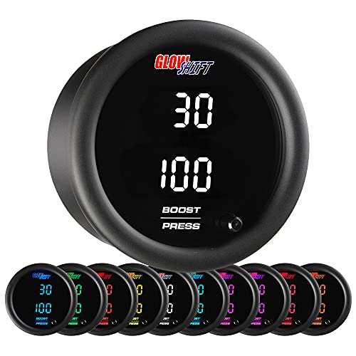 GlowShift 10 Color Digital Dual Turbo Boost Vac & Pressure Gauge Kit