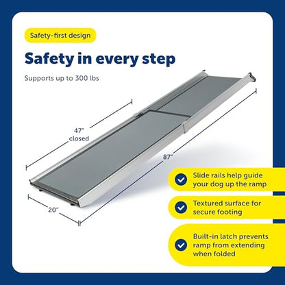 PetSafe Happy Ride Extra Long Telescoping Dog Ramp, Portable Pet Ramp for Cars, Trucks & SUVs with Adjustable Sizing - size: X-Large