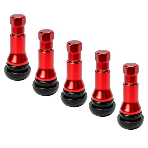5 PCS TR413AC Tire Valve Stems, Metal Rubber Car Tyre Stems Replacement for Tubeless Rim Holes, Snap-in Standard Tire Valve Stem for Most Vehicles, Car Accessories (Red) - color: Red