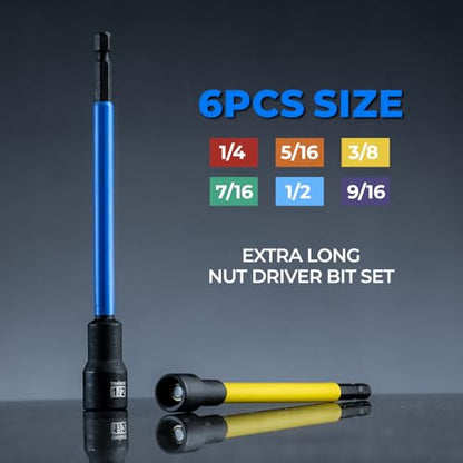 toolant Extra Long Magnetic Nut Driver Set, Metric & SAE, 6-Piece - style: 6pcs Extra Long