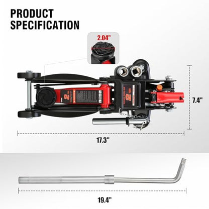 DNA Motoring Floor Jack with Socket and Lock, Low Profile Hydraulic Trolley Jack for Cars Lift, 2 Ton (4000 lbs) Capacity, Lifting Range 5.12"-13", Red, TOOLS-00677-RD - color: Red, style: 2 ton(w/ socket & losck)