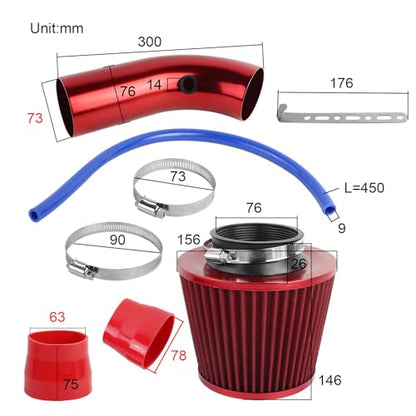 FLYPIG Universal 76mm 3" Cold Air Intake Pipe Kit