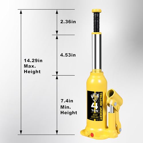 YELLOW JACKET 4 Ton Muti-Directional Welded Bottle Jack(8,000lb) with Carrying Case for Car, SUV, Auto Repair - size: 4 ton muti-directional