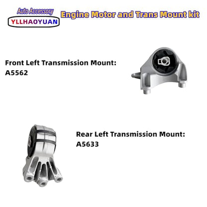 Yllhaoyuan Set of 4 Complete Engine & Transmission Mount Set - size: Equinox 2010-2017 2.4L