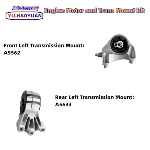 Yllhaoyuan Set of 4 Complete Engine & Transmission Mount Set - size: Equinox 2010-2017 2.4L