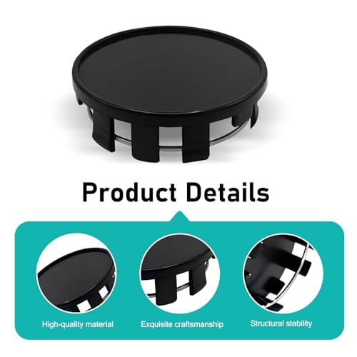 4 PCS Wheel Center Caps, ABS Plastic Snap-in Hub Cap, Waterproof Scratch-Resistant Rim Cover Fit for wheels with diameters between 1.96 and 2.1 inches, Universal for Most Cars (Black) - color: Black