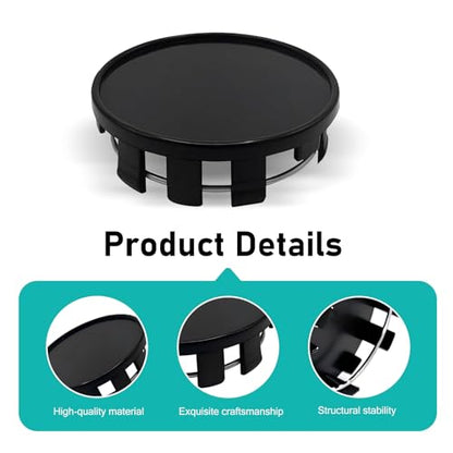 4 PCS Wheel Center Caps, ABS Plastic Snap-in Hub Cap, Waterproof Scratch-Resistant Rim Cover Fit for wheels with diameters between 1.96 and 2.1 inches, Universal for Most Cars (Black) - color: Black