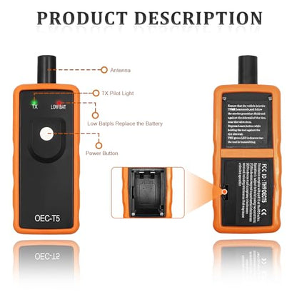 vvag Universal TPMS Relearn Tool,Auto Tire Pressure Monitor Sensor Activation Reset Tool, OEC-T5 for GM/Cadillac/Buick/Chevy Series Vehicles, Car Accessories