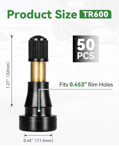 50Pcs TR600HP Snap-in Tubeless Valve Stems, Fits 0.453" Rim Holes - size: TR600HP