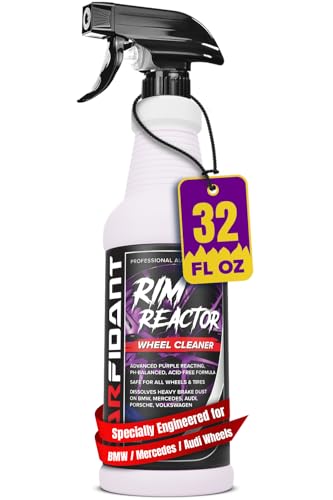 Carfidant Rim Reactor Wheel and Rim Cleaner Spray - Removes Brake Dust & Grime - Safe for BMW, Mercedes, Audi, VW & Porsche - No Scrub, pH Neutral, Non-Acidic Tire Cleaner - 32 fl oz - size: 32 Fl Oz (Pack of 1)