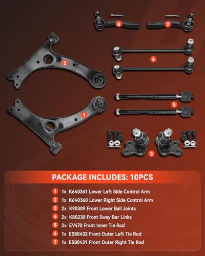Front Train End Suspension Kit, Control Arm w/Ball Joint, 10PCS - size: CAK1083