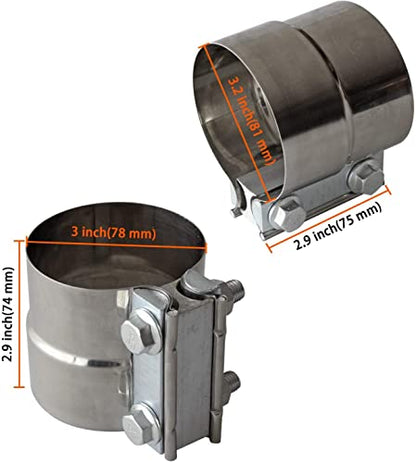 Exhaust Band Clamps 3" Lap Joint 304 Stainless Steel Exhaust Pipe Muffler Band Clamp (3 Inch 4 Pack) - size: 3IN 4PCS Lap Joint Clamps
