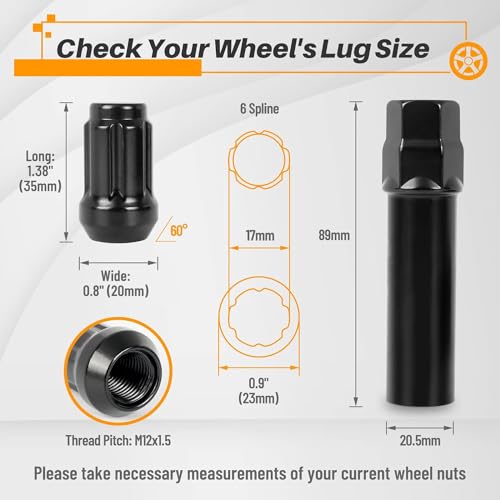 MIKKUPPA M12x1.5 Lug Nuts, Replacement for Toyota Ford Aftermarket Wheels - color: Black, size: M12x1.5, style: 20 PCS