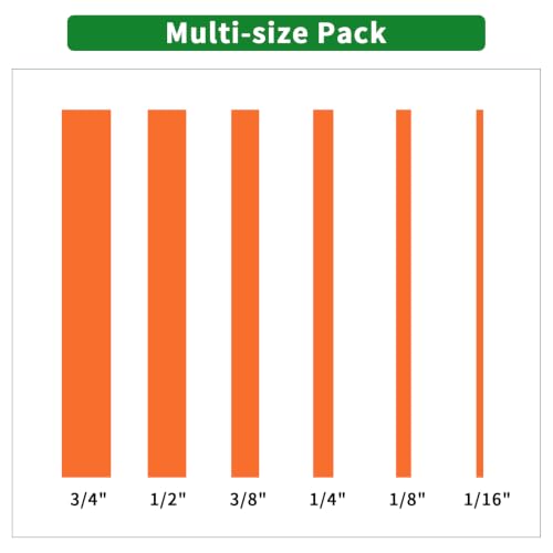 6 Rolls Pinstripe Masking Tape 1/16", 1/8", 1/4", 3/8",1/2", 3/4" - color: Orange