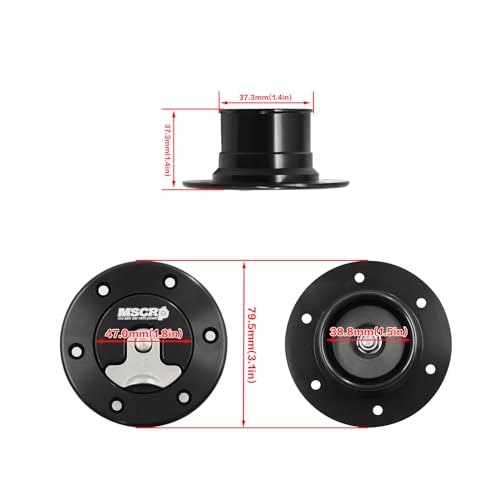Billet Aluminum 35.5mm Fuel Cell Gas Cap Fuel Surge Tank Cap with 6 Hole Non-vented (Black) - color: Black