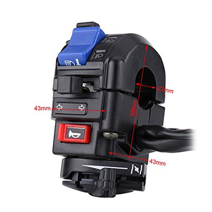 Keenso 7/8inch Motorcycle Handlebar Switch,12V Headlight Turn Horn High Low Beam Start Stop Switch