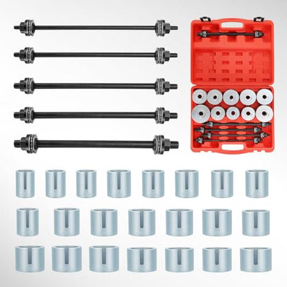 DNA Motoring 27pcs Universal Press and Pull Sleeve Kit, Wheel Bearing/Suspension Bushing Removal Tool Set w/ 22 Adapters (34-80mm ID) & M10-M18 Press Spindles, TOOLS-00783 - style: 27pcs Bearing Removal Tool