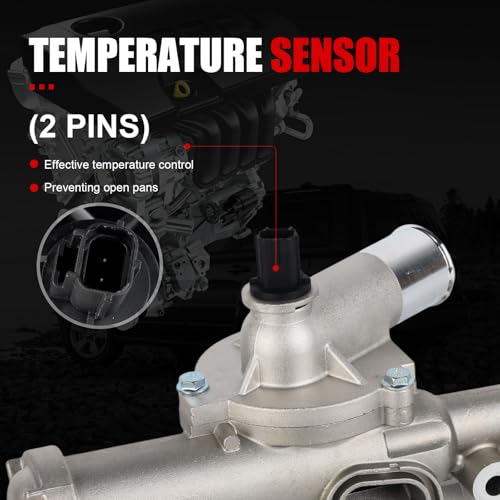 68003582AB Upgraded Aluminium Engine Coolant Thermostat Housing Assembly Compatible with Chrysler 200 Sebring Dodge Avenger Caliber Journey Jeep Compass Patriot Replaces 6508355AA, 4884571AB, 902-319