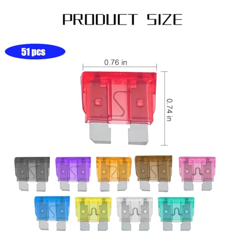 Mandark 51PCS 2-35 Amp Standard Mini and Low-Profile Blade Fuse Kit - color: 51PCS