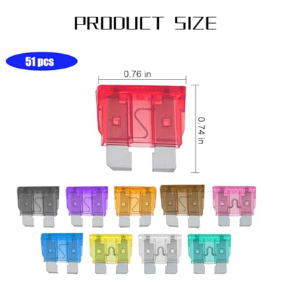 Mandark 51PCS 2-35 Amp Standard Mini and Low-Profile Blade Fuse Kit - color: 51PCS